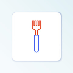 Line Fork icon isolated on white background. Cutlery symbol. Colorful outline concept. Vector