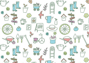 庭のイラスト_模様_シームレス03