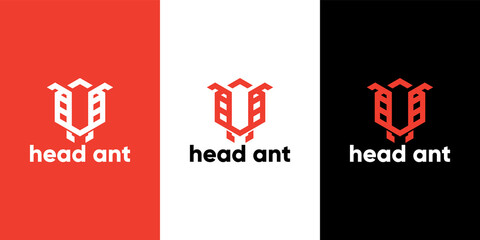 Head Ant Logo Design template. Vector Illustration