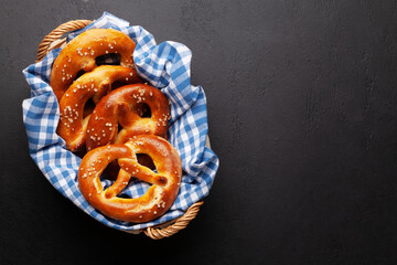 Fresh baked homemade pretzel. Beer snack
