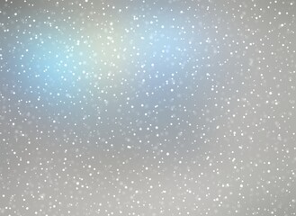 Blur snow on grey blue holographic background. Delicate iridescent texture abstract template.