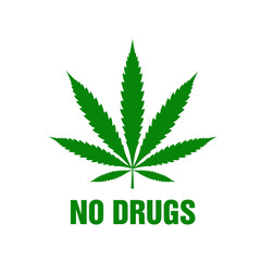 THC logo with green cannabis no drugs warning