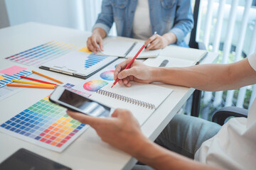 Diversity Startup team working with new project in modern meeting room..