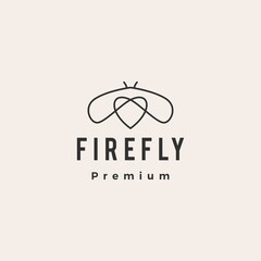 firefly love hipster vintage logo vector icon illustration