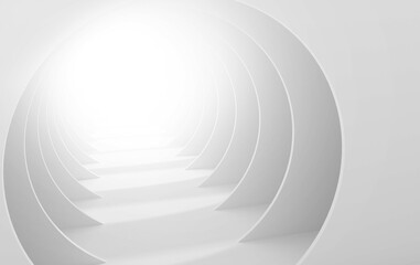 Abstract white tunnel 3d rendering illustration