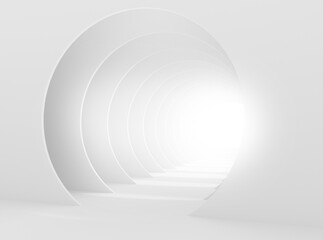 Abstract white tunnel with  3d rendering illustration