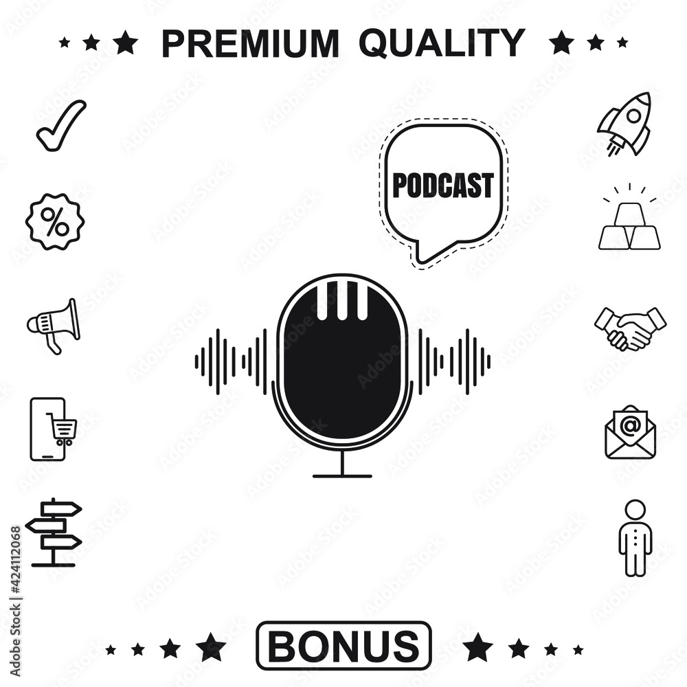 Poster microphone vector icon, web design icon. voice vector icon, record. microphone - recording studio sy