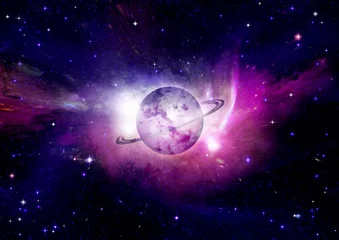 Photo sur Plexiglas Pleine Lune arbre galaxie dans un espace libre. Rendu 3D