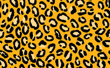 Abstract modern leopard seamless pattern. Animals trendy background. Yellow and black decorative vector stock illustration for print, card, postcard, fabric, textile. Modern ornament of stylized skin