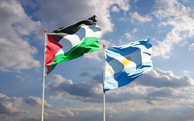 Flags of Palestine and Argentina.