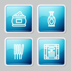 Set line Indian spice, vase, Aroma sticks, incense and constitution day icon. Vector