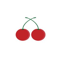 Cherry icon. Vector concept illustration for design. red color on white background.