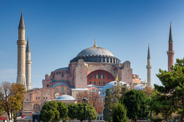 Fototapeta na wymiar Hagia Sophia Grand Mosque in Istanbul, Turkey.
