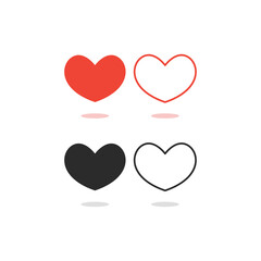 health and broken heart set, crack fixed with bandage. Breakup symbol. Simple flat vector style and line style