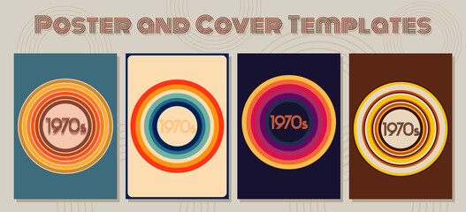 1970s Posters and Covers Template Set, 70's Vintage Color Combinations © koyash07