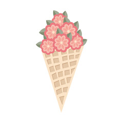 Ice cream with flowers.