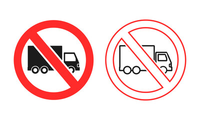 Truck prohibition sign. No truck or no lorry prohibit sign. Isolated on white background. Illustration vector