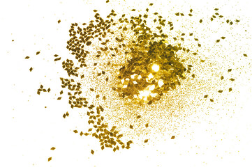 Background with gold glitter on white background for your design