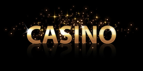Vector gold text template Casino with illustration. Luxurious font.  © Ice pick