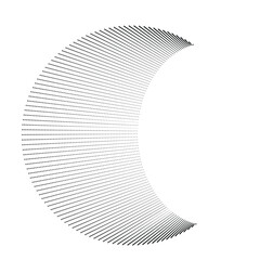 Halftone dots in Semi Circle Form .  Vector Illustration .Technology round. Moon Logo . Design element . Abstract Geometric shape . letter c .