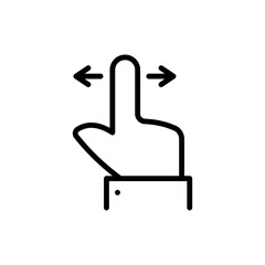 Hand with finger swiping or swipe left and right gesture line art vector icon for apps and websites