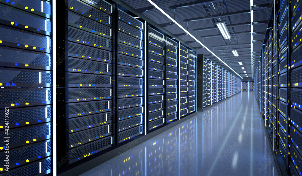 Aufkleber server room data center - 3d rendering