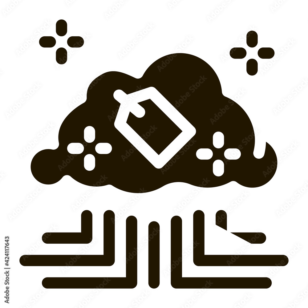 Poster label in internet cloud glyph icon vector. label in internet cloud sign. isolated symbol illustratio