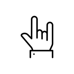 Rock symbol, hand gesture. Cool, party, respect, communication icon. Silhouette vector illustration