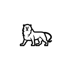 Obraz premium Simple and linear lion icon. Vector heraldic lion logo idea for the business card, branding and corporate identity.