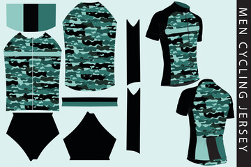 short sleeve men cycling jersey design and pattern with camouflage pattern design