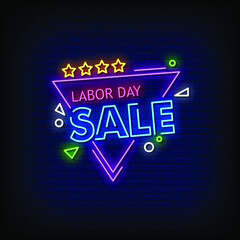 Labor Day Sale Neon Signs Style Text Vector