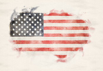 Watercolor painting of American flag