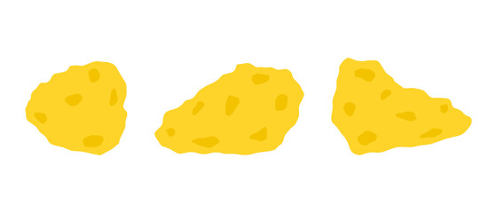 Gold nuggets set. Golden valuated ore. Rarely expensive mineral.