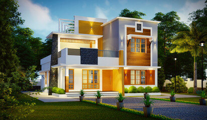 Modern home designs 3d rendering