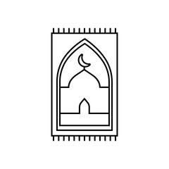 Prayer rug icon on white background. Traditional Islamic Background.