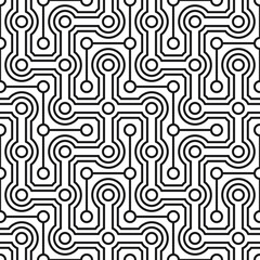 Connection seamless pattern, black. A seamless retro pattern with dots intertwined with lines.