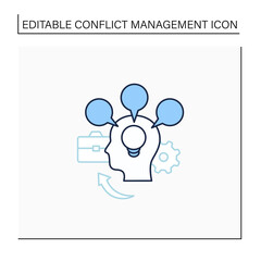 Accommodating line icon.Focuses on preserving relationships. Great idea. Overthinking. Conflict management concept. Isolated vector illustration. Editable stroke