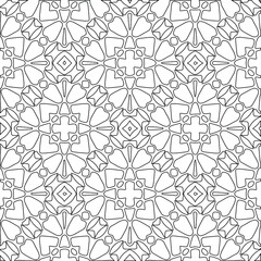  Geometric vector pattern with triangular elements. Seamless abstract ornament for wallpapers and backgrounds. Black and white colors. 