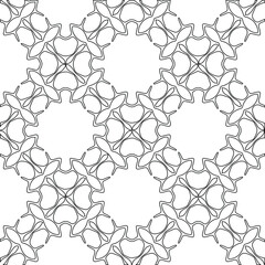  Geometric vector pattern with triangular elements. Seamless abstract ornament for wallpapers and backgrounds. Black and white colors. 