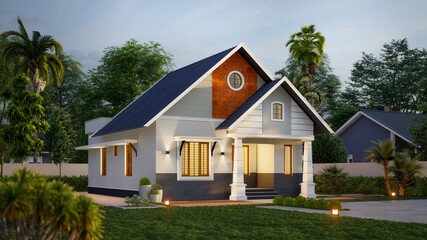 Naklejka premium Modern home designs 3d rendering