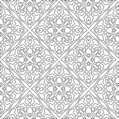 Geometric vector pattern with triangular elements. Seamless abstract ornament for wallpapers and backgrounds. Black and white colors. 