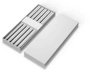 5 Pair Chopsticks Set With Blank Gift Box Branding Mockup, 3d render illustration.