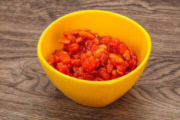 Baked kidney with tomato and pepper