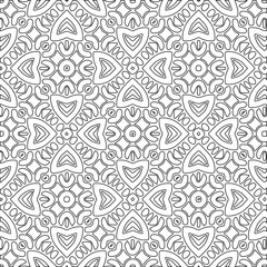 Fototapeta premium Geometric vector pattern with triangular elements. Seamless abstract ornament for wallpapers and backgrounds. Black and white colors. 