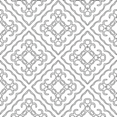 Geometric vector pattern with triangular elements. Seamless abstract ornament for wallpapers and backgrounds. Black and white colors. 