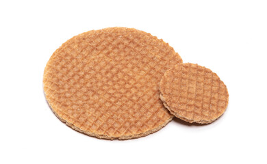 Dutch Caramel waffles, small and big, round stroopwafel