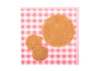 Dutch Caramel waffles, small and big, round stroopwafel