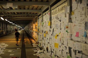 Protest notes and messages supporting freedom of speech and human rights during 2019 Hong Kong...