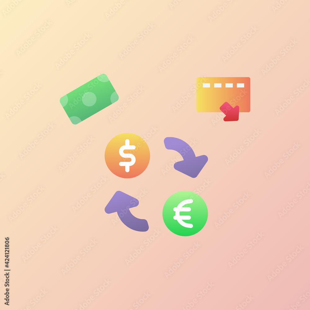 Poster currency icons set collection with smooth style coloring
