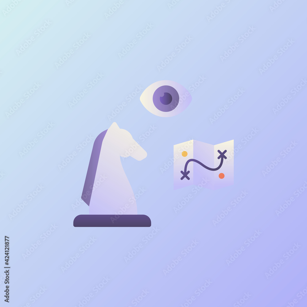 Poster strategy icons set collection with smooth style coloring